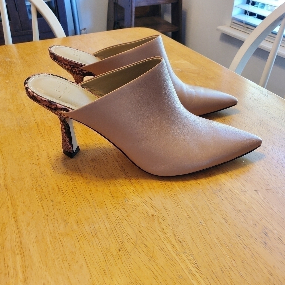 Marc Fisher Paislee Pink Snakeprint  Heeled Mules 9M